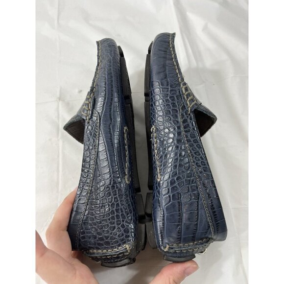 Cole Haan Womens Flats Trillby Driver Penny Loafer Croc Embossed Blue 5 - Picture 9 of 14